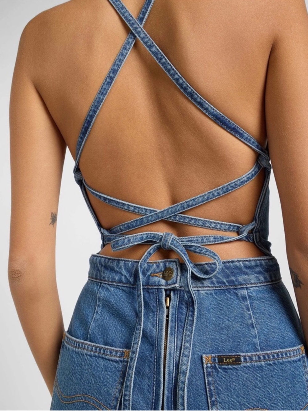 Lee wide-leg, open back, lace-up jumper
